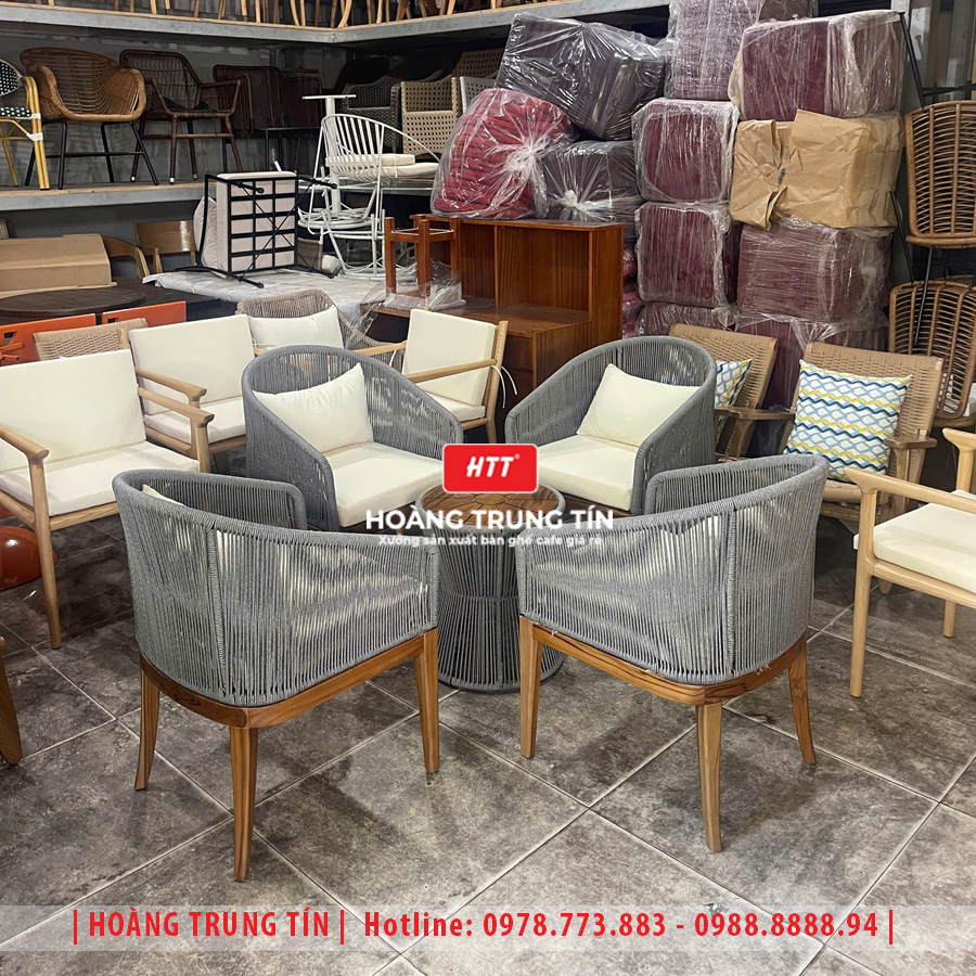 Bàn Ghế Cafe Đan Dây Dù HTT02