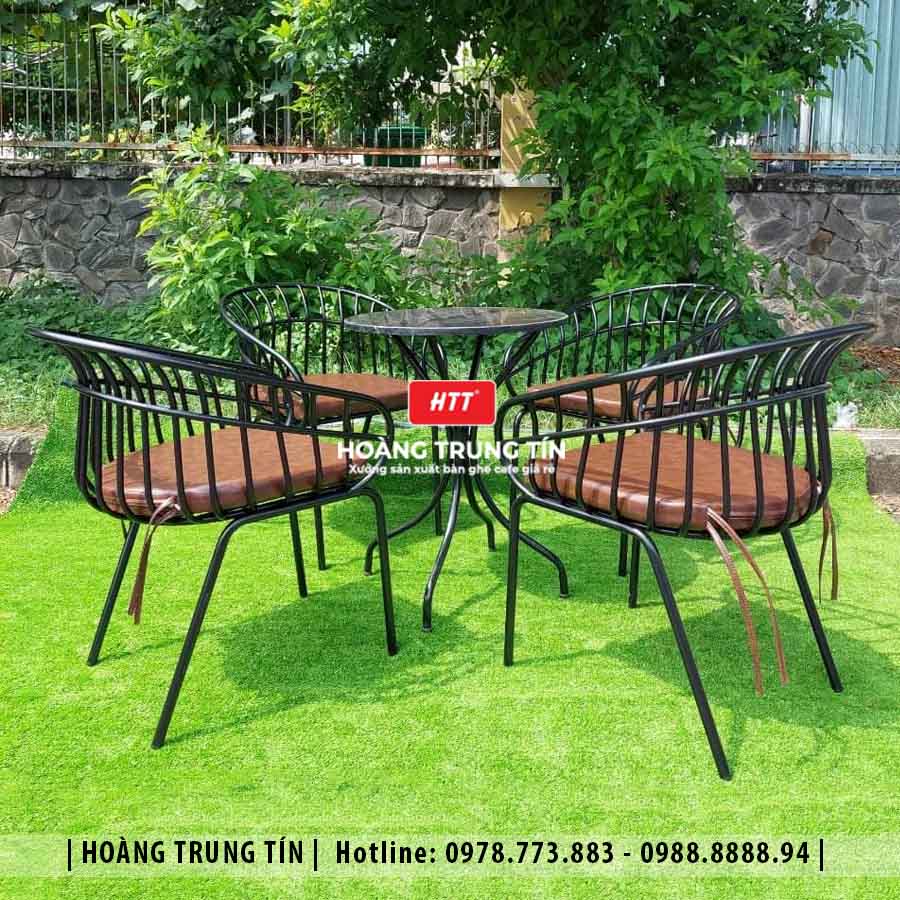 Bàn ghế cafe sắt nệm cao cấp HTT26